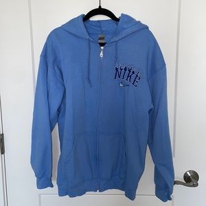 Embroidered, blue, zip up hoodie